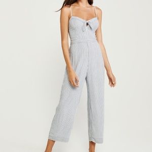 Abercrombie & Fitch-Blue & White Striped Jumpsuit